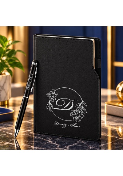 Bk Gift Kişiye Özel 374 Termo Deri Tarihli Ajanda & Siyah Touch Pen Tükenmez Kalem-7 Çok Renkli
