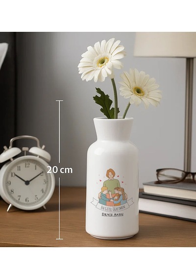 Bk Gift Kişiye Özel Öğretmenler Günü Tasarımlı Seramik Vazo-4, Ev Hediyesi, Öğretmene Hediye Kobitmeyencom35085 Bk Gift