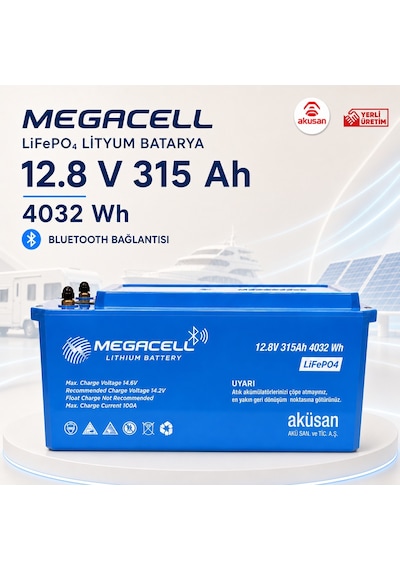 Megacell 12.8v 315 Ah Lityum Lifepo4 Batarya 5yıl Garanti