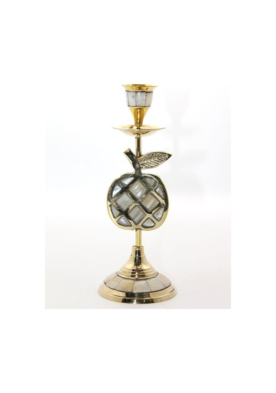 4 Adet Pirinç Sedefli Tekli Şamdan Pirinç Ve Karışımı, Tekli Mumluk, Masaüstü Candlestick Diğer