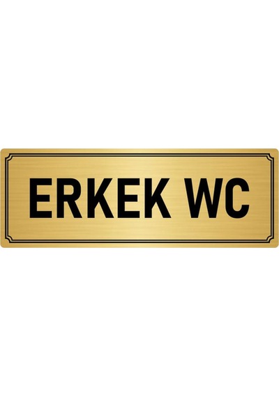 Metal Yönlendirme Levhası, Departman Kapı İsimliği Erkek Wc 10x20 cm Altın Renk