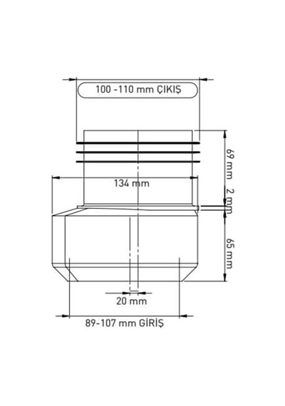 Klozet Eksantrik Kada Esnek 100 Lük 20 Mm