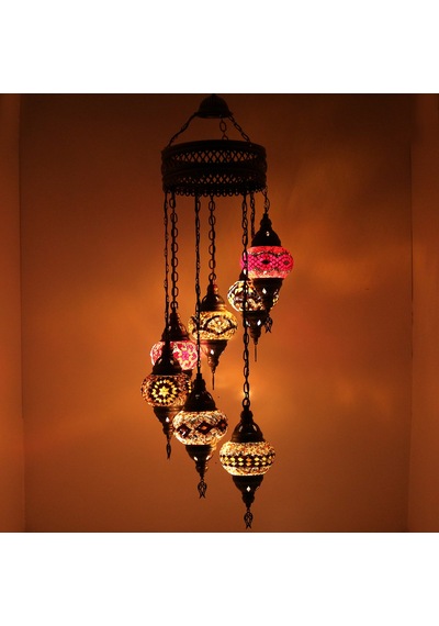 Dekoratif OTANTİK DESENLİ OSMANLI LAMBASI 7 Lİ AVİZE