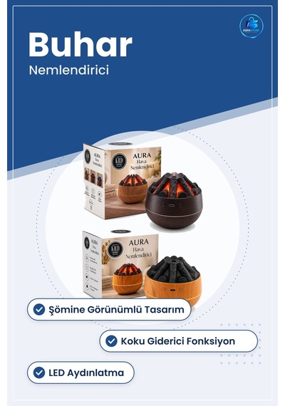 Şömine Görünümlü Hava Nemlendirici Buhar Ultrasonik Koku Giderici
