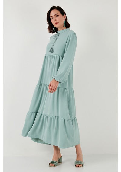 Lela Modest Regular Fit Dik Yaka Uzun Bayan Elbise 611El545 Mint