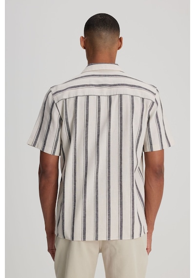 Lee Erkek Loose Fit Rahat Kesim Kısa Kollu Gri Çizgili Gömlek - L241478