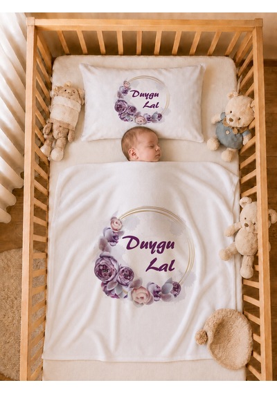 Pia Baby Kız Bebek Tulum Seti İsme Özel %100 Pamuk Organik Baskılı Yastık Kılıfı Ve Battaniyeli Tulum 2052tyb3x Ekru