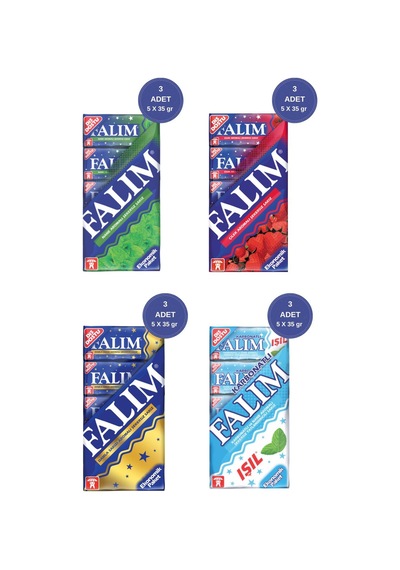 Falım Karışık Sakız Seti 5 Li 12 Paket Ferahlatıcı Ve Meyvemsi Tatlar