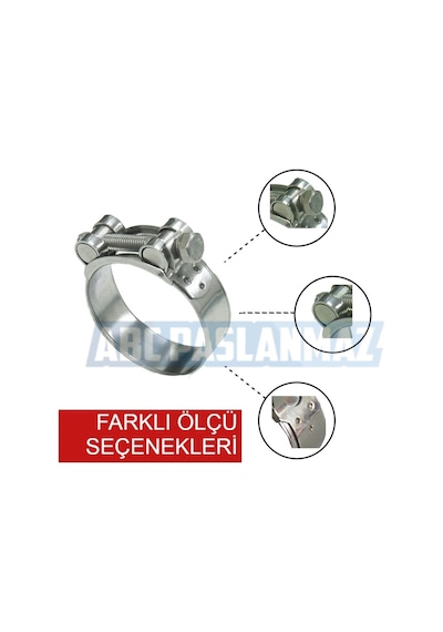 Paslanmaz Takviyeli Ağır Hizmet Kelepçe 304 Kalite (Ölçü Seçiniz)