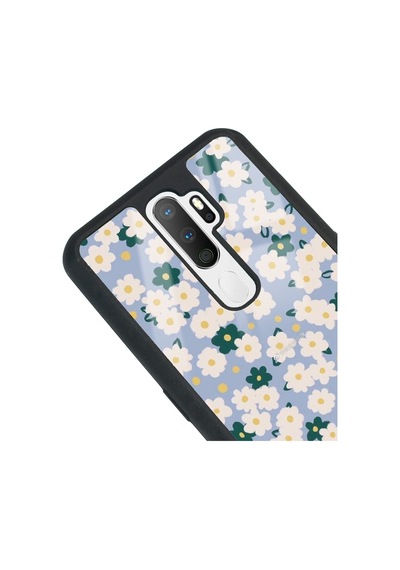 Oppo A5 2020 Daisy Pattern Tasarımlı Glossy Telefon Kılıfı Siyah