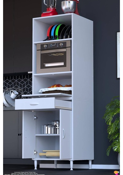 Sedef 60 Cm Fırın Ve Mikrodalga Dolabı Açık 2 Bölmeli Çekmeceli Mutfak Kiler Dolabı 60x195x48 Cm Beyaz Sedef 60 Cm Fırın Ve Mikrodalga Dolabı Açık 2 Bölmeli Çekmeceli Mutfak Kiler Dolabı 60x195x48 Cm Beyaz