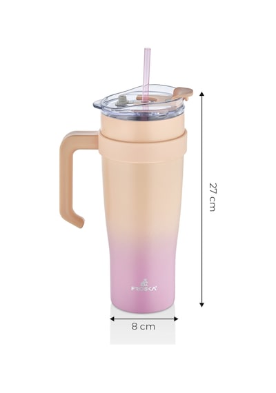 İçi 304 Kalite Paslanmaz Çelik 1000 Ml Pipetli Termos Çift Katmanlı Renk Geçişli , Sızdırmaz Bardak