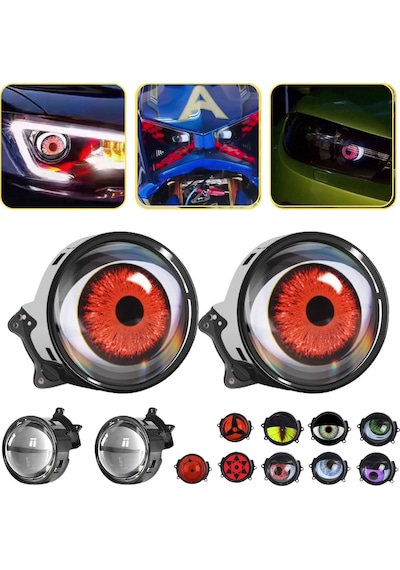 Oto Led Far Mercek Göz Animasyonlu 3 İnç Yeni Nesil Kumanda Kontrol Far Ambiyans Aydınlatma 2 Adet