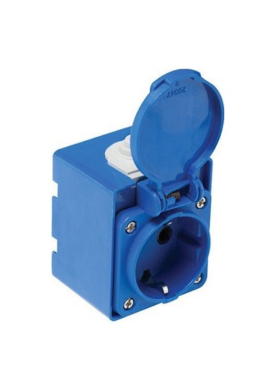 Mete Enerji 1x16a.pano Priz+ Kasa Ray Montaj Elemanlı Mavi 40403706
