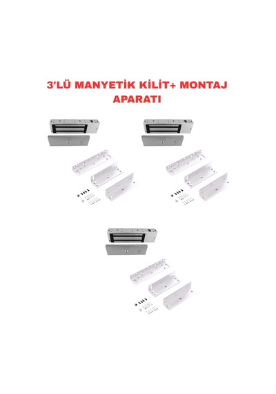 Sarkey Sr-500 Manyetik Kilit Seti 500 Kg Elektromanyetik Kilit + Zl Montaj Aparatı 3 Adet