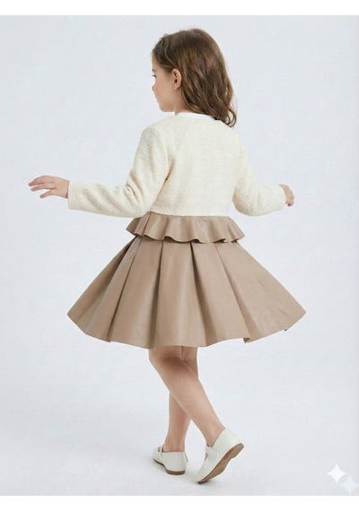Xo Kids Çiçek Detaylı Tüvit Ceketli Deri Etekli Kız Çocuk 3lü Takım 4-10 Yaş 4413 Beyaz - Kahverengi Xo Kids Çiçek Detaylı Tüvit Ceketli Deri Etekli Kız Çocuk 3lü Takım 4-10 Yaş 4413 Beyaz - Kahverengi