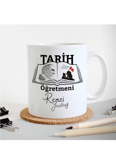 Tarih Öğretmeni İsme Özel Kupa Bardak 07 Beyaz