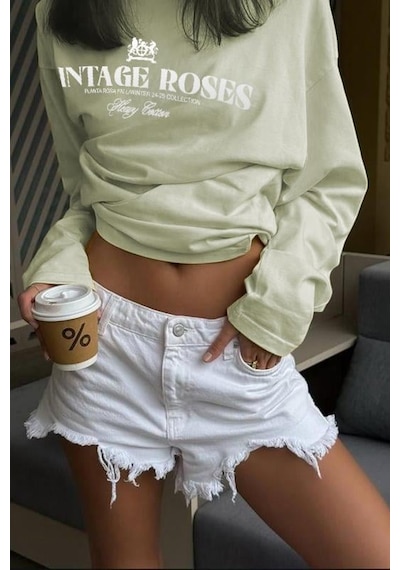 Madmext Mint Yeşili Baskılı Uzun Kollu Tişört Mg2451 Mint Yeşili