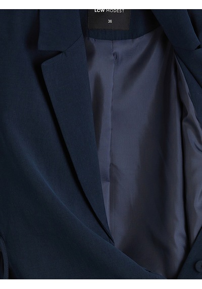 Lcw Modest Lacivert Kuşaklı Yaka Kadın Blazer Ceket