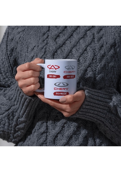 Applucky Chery Logo Tarihçesi Baskı Kupa Bardak Beyaz