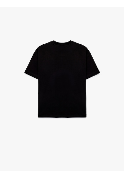 Koton Pamuklu Kısa Kollu Bisiklet Yaka Oversize Basic Tişört Siyah 6skb10023tk Siyah