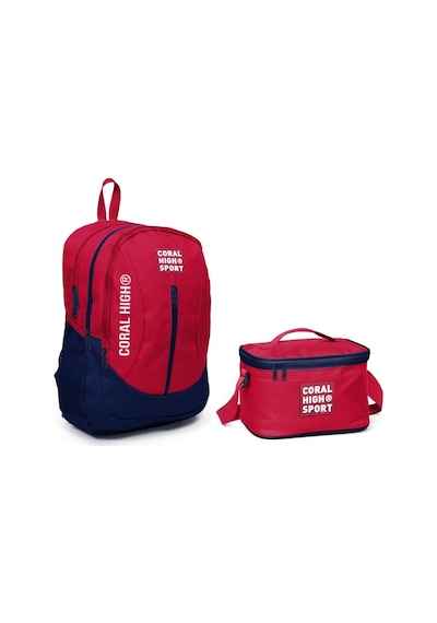 Coral High Sport Kırmızı Lacivert Okul Sırt Çantası Beslenme Seti