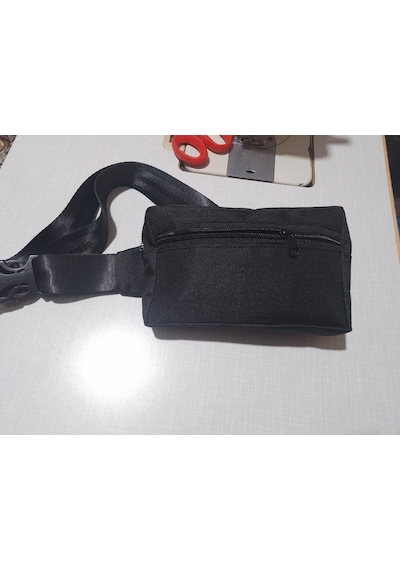 Unisex Slim Fit Köşeli Çapraz Göğüs Çantası İmperteks Body Bag Emre Çanta Dikim Evi Logosuz Sade Tasarım Siyah