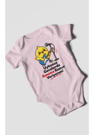 Morivokids Anneye Özel Kısa Kollu Bebek Body %100 Pamuk Zbn226-kk Bebe Pembe