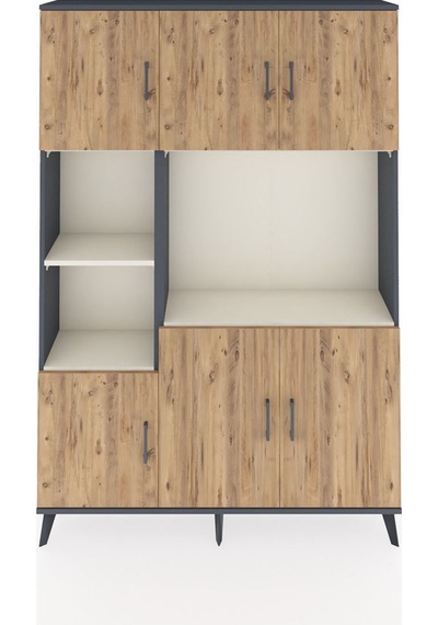 Arges Dolap 9 Raflı 6 Kapaklı 132x30x195 Antrasit-çam/aytaşı Antrasit