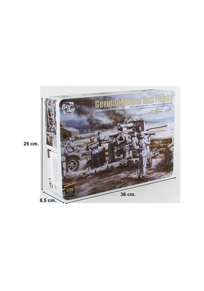 Border Bt-013, 1/35 Alman 88mm Gun Flak36 Ve 6 Adet Uçaksavar Mürettebatı Plastik Maketi
