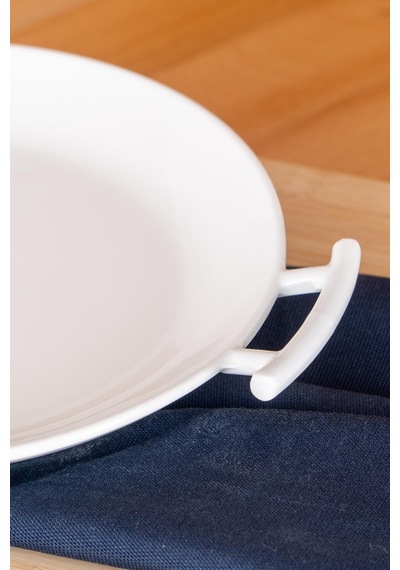 Acar Bianco Perla Yuvarlak Kulplu Servis Tabak 22.5 CM