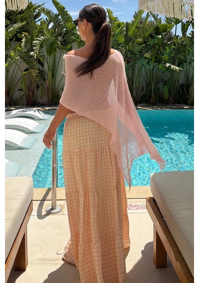 Madmext Pembe Pötikareli Maxi Kadın Etek Mg2858