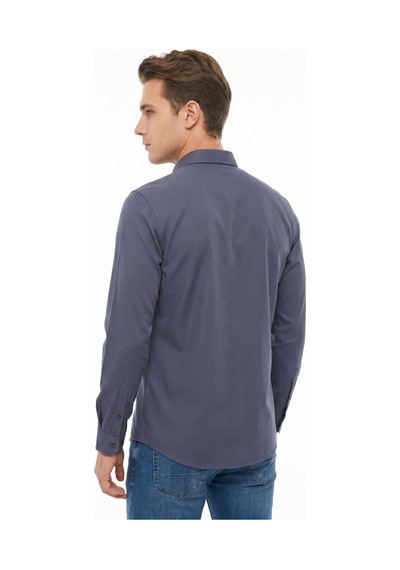 Artı Erkek Spor Slim Fit Uzun Kol Likralı Gömlek Bgl-st05465 Füme