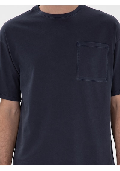 Lacivert Oversize Bisiklet Yaka T-shirt