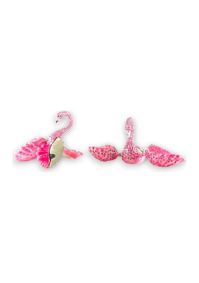 Zarif Taşlı 2'li Kuğu Figürü Dekoratif Hediyelik Biblo 9x5 CM Pembe