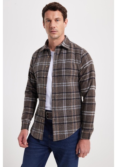 Tudors Erkek Slim Fit Dar Kesim Kareli Kışlık Oduncu Gömlek-42323 Kahverengi Tudors Erkek Slim Fit Dar Kesim Kareli Kışlık Oduncu Gömlek-42323 Kahverengi