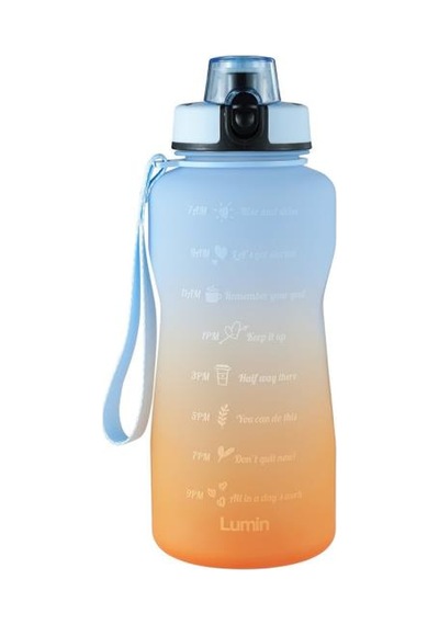Lumin Flask Su Matarası 1,5 Litre Motivasyon Matarası Bpa Free Su Şişesi Suluk Water Bottle Mavi - Turuncu