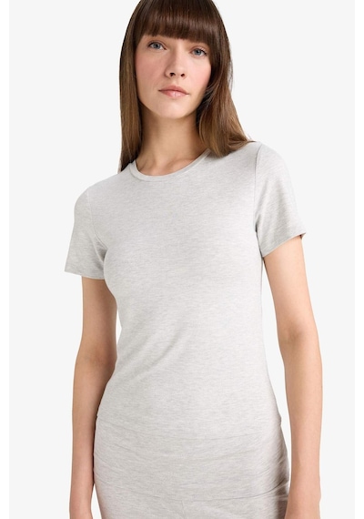 Defacto Bedene Oturan Kısa Kollu Tişört-fall İn Love Loungewear G0006ax25wngr93 Gri