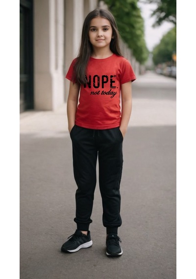 Uyguntarz Unisex Nope Not Today Baskılı Eşofman Takımı Kırmızı