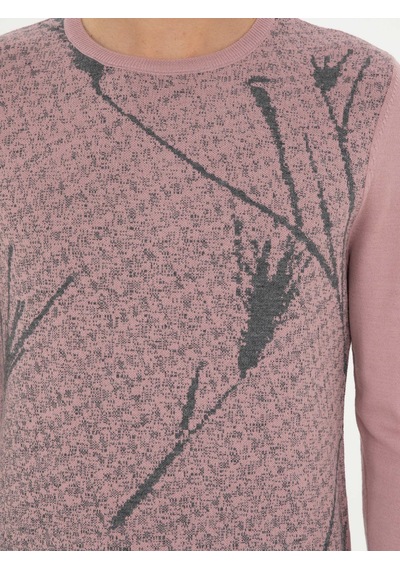 Cacharel Pudra Slim Fit Yün Karışımlı Bisiklet Yaka Triko Kazak Pembe