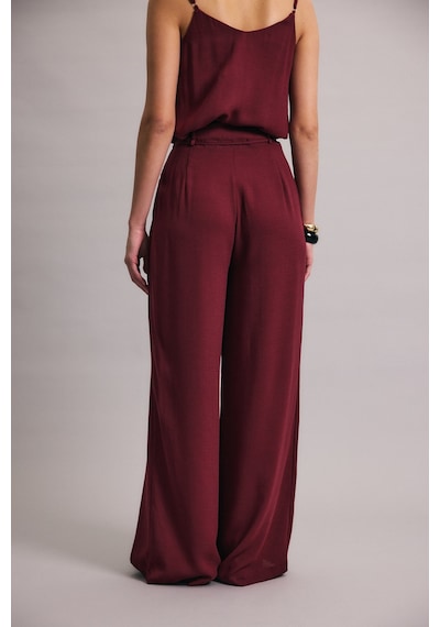 Sateen Kemerli Salaş Pantolon - Mürdüm-136697 Mürdüm