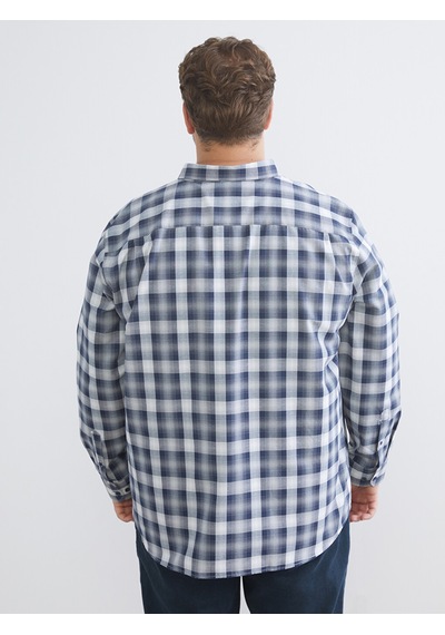 Lcwaıkıkı Classic Lacivert Büyük Beden Regular Fit Uzun Kollu Ekose Gabardin Erkek Gömlek