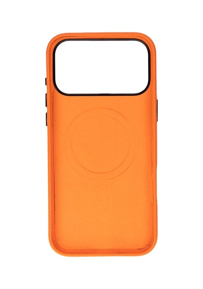 Bloomcase Premium Mono Pebble Orange Apple iPhone Uyumlu 17 Pro Max / 18 Pro Max 6.9" Hakiki Deri Magsafe Kılıf Turuncu