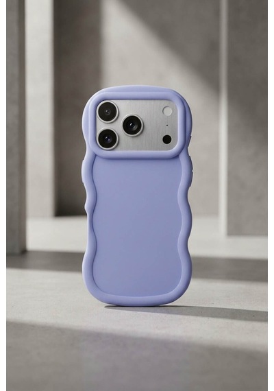 Apple iPhone 17 Pro Uyumlu Dalgalı Tasarım Kamera Korumalı Mat Silikon Kılıf-54175 Mor