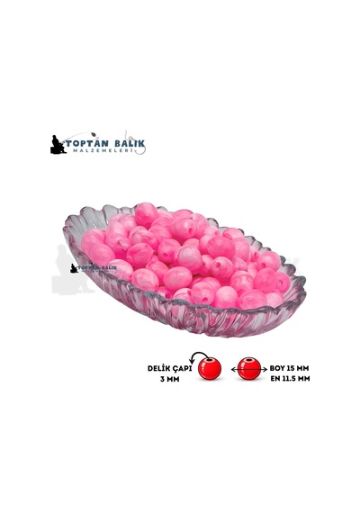 Zeytin Formunda Pembe-beyaz Sazan Balık Boncuğu 15 X 11.5 Mm İç