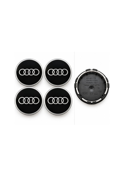Audi A3 2020-26 A4 2016-25 A5 2017-25 A6 2019-26 A7 2019-26 Q3 2019-26 Q5 2017-26 Q7 2016-26 Q8 2019-26 Uyumlu 61 Mm Parlak Siyah Krom Jant Göbeği Kapağı 4'lü Set 81a601170a - 937395654