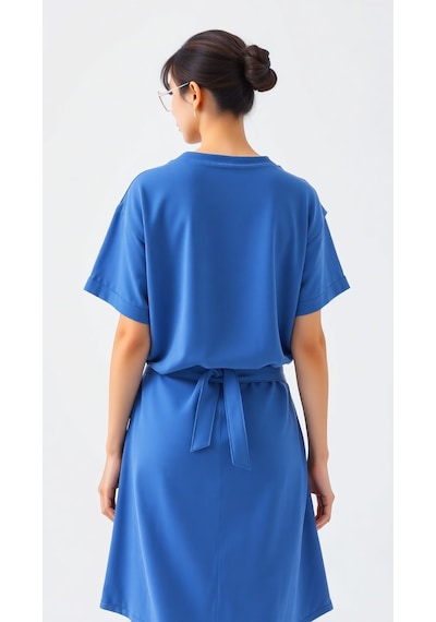 Classical Baskılı Oversize Tshirt Mavi