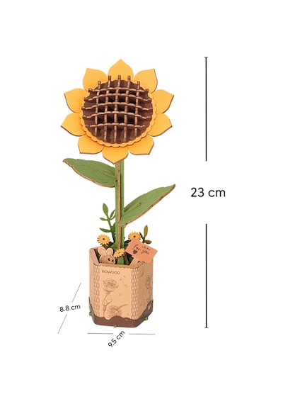 Ahşap Günebakan Çiçeği 3d Puzzle Ahşap Minyatür Maket Kiti Dıy Kendin Yap
