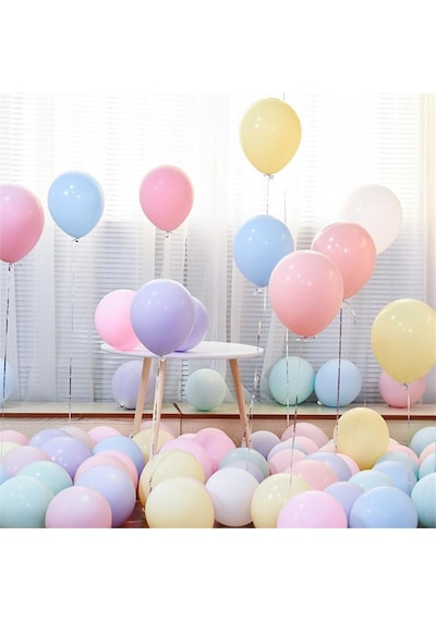 100 Lü Adet Pembe Soft Makaron Balon. Mat Pastel Balon Parti Süsü