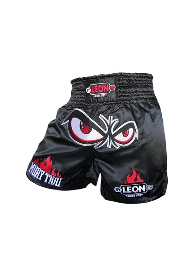 Kogam Leon No Fear Nakışlı Profesyonel Muay Thai Ve Kick Boks Şortu Siy